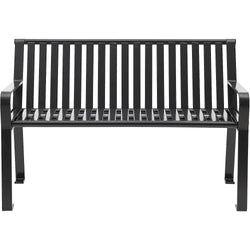 Global Industrial 4' Outdoor Bench with Back, Vertical Steel Slat (GLB-694853)
