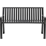 Global Industrial 4' Outdoor Bench with Back, Vertical Steel Slat (GLB - 694853) - SchoolOutlet