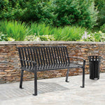 Global Industrial 4' Outdoor Bench with Back, Vertical Steel Slat (GLB - 694853) - SchoolOutlet