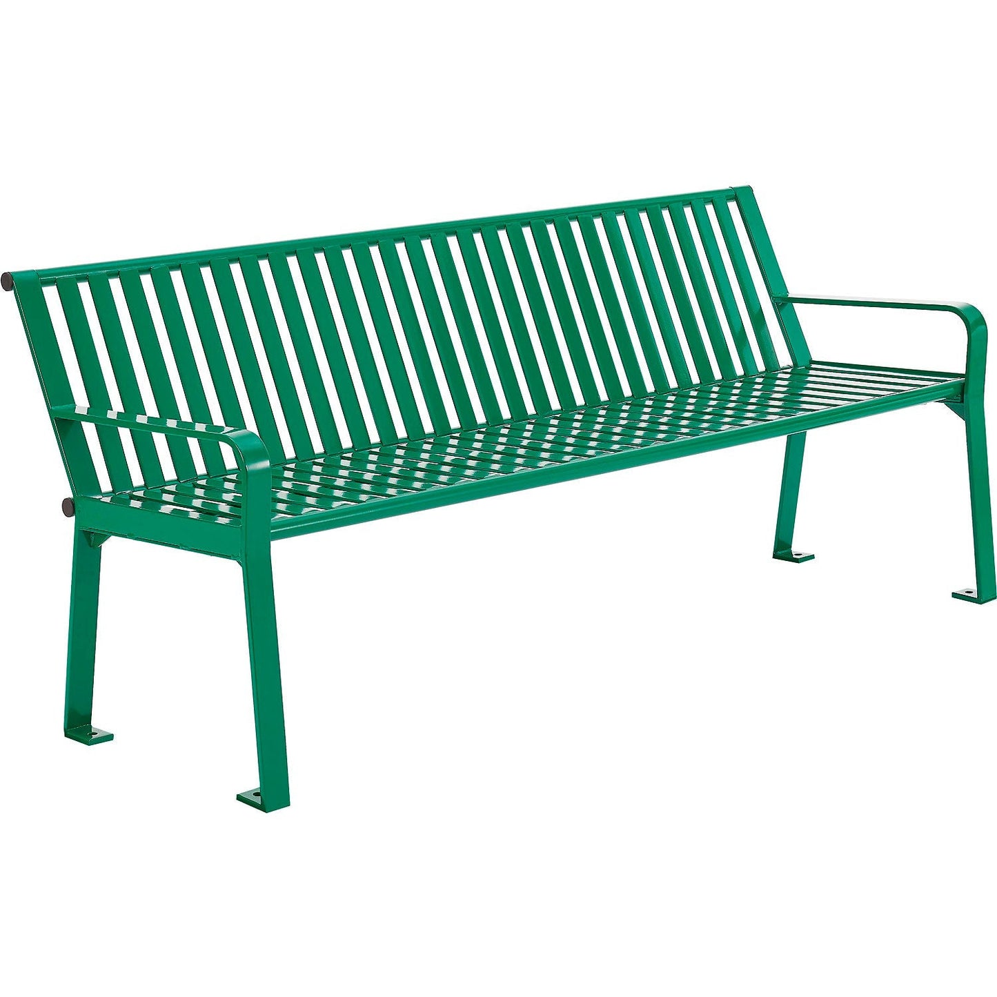 Global Industrial 4' Outdoor Bench with Back, Vertical Steel Slat (GLB - 694853) - SchoolOutlet