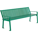 Global Industrial 4' Outdoor Bench with Back, Vertical Steel Slat (GLB - 694853) - SchoolOutlet