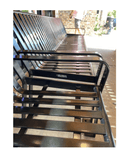 Global Industrial 4' Outdoor Bench with Back, Vertical Steel Slat (GLB - 694853) - SchoolOutlet
