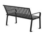 Global Industrial 4' Outdoor Bench with Back, Vertical Steel Slat (GLB - 694853) - SchoolOutlet