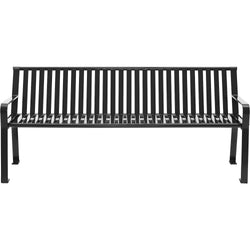 Global Industrial 6' Outdoor Bench with Back, Vertical Steel Slat (GLB-694854)