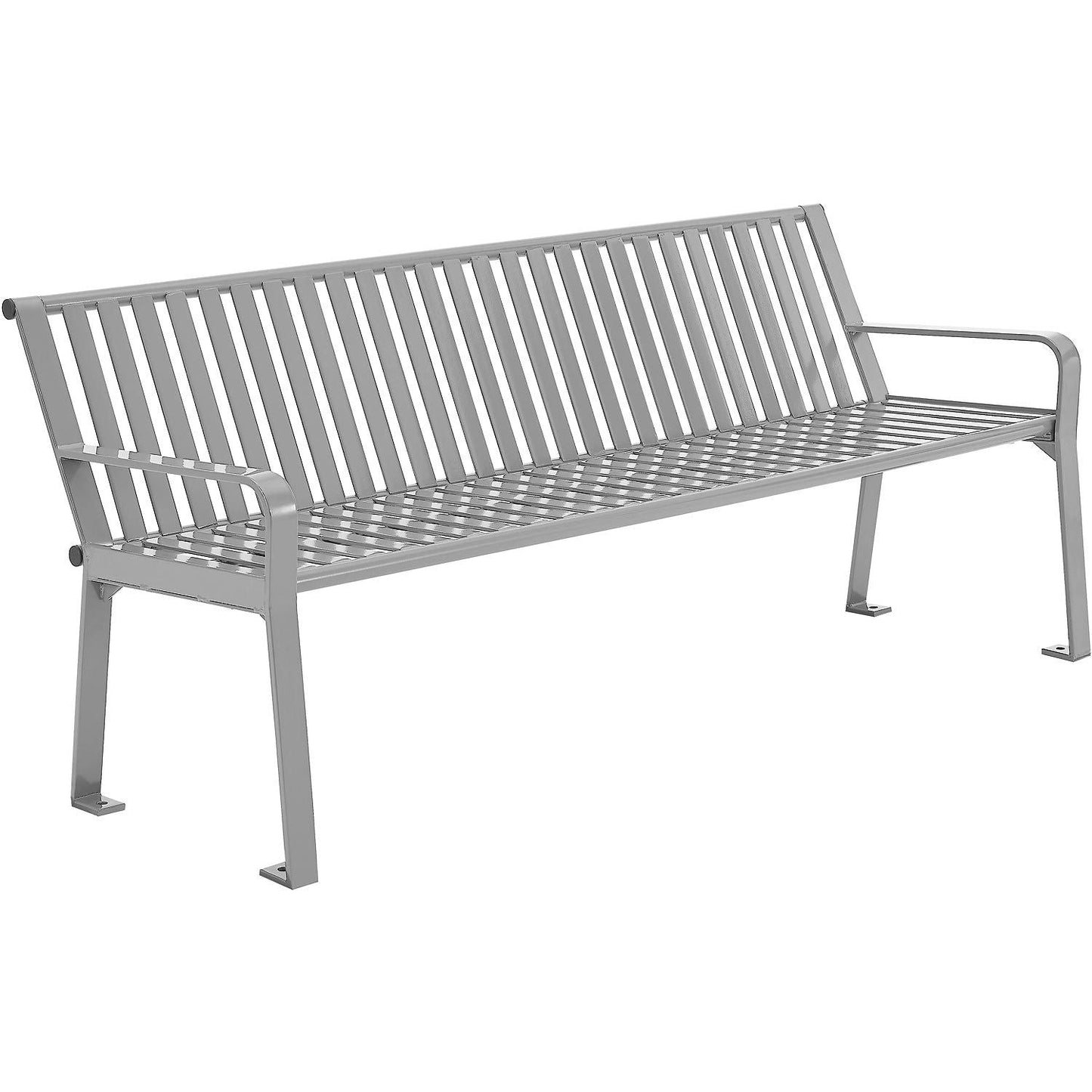 Global Industrial 6' Outdoor Bench with Back, Vertical Steel Slat (GLB - 694854) - SchoolOutlet