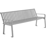 Global Industrial 6' Outdoor Bench with Back, Vertical Steel Slat (GLB - 694854) - SchoolOutlet