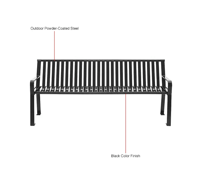 Global Industrial 6' Outdoor Bench with Back, Vertical Steel Slat (GLB - 694854) - SchoolOutlet