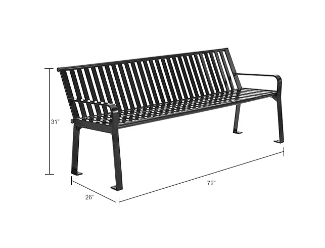 Global Industrial 6' Outdoor Bench with Back, Vertical Steel Slat (GLB - 694854) - SchoolOutlet