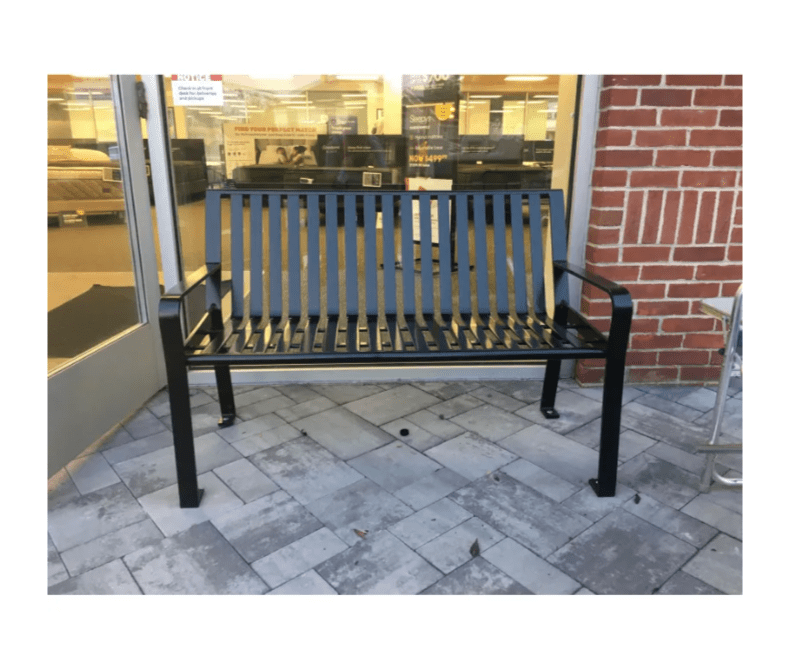 Global Industrial 6' Outdoor Bench with Back, Vertical Steel Slat (GLB - 694854) - SchoolOutlet