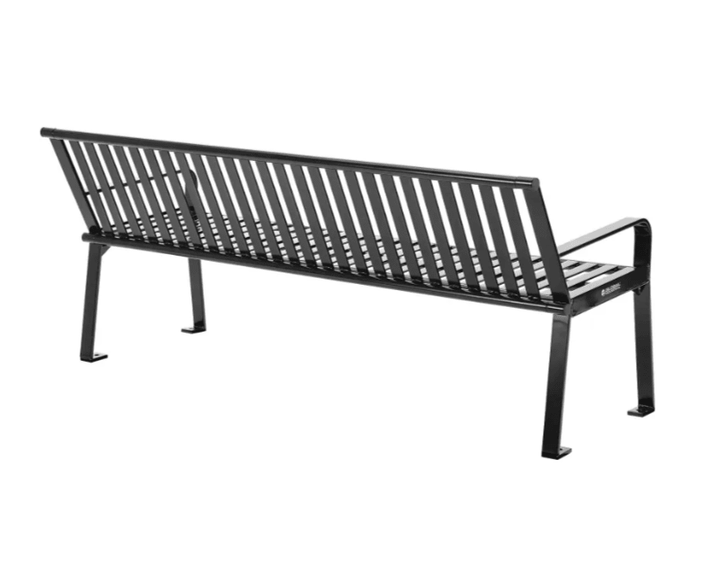 Global Industrial 6' Outdoor Bench with Back, Vertical Steel Slat (GLB - 694854) - SchoolOutlet