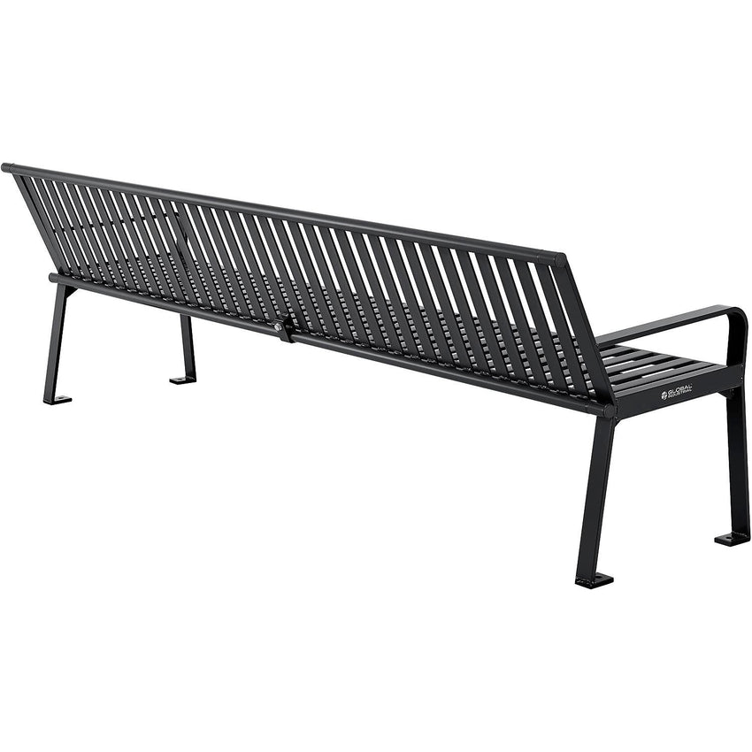 Global Industrial 8' Outdoor Bench with Back, Vertical Steel Slat (GLB - 694855) - SchoolOutlet