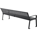 Global Industrial 8' Outdoor Bench with Back, Vertical Steel Slat (GLB - 694855) - SchoolOutlet