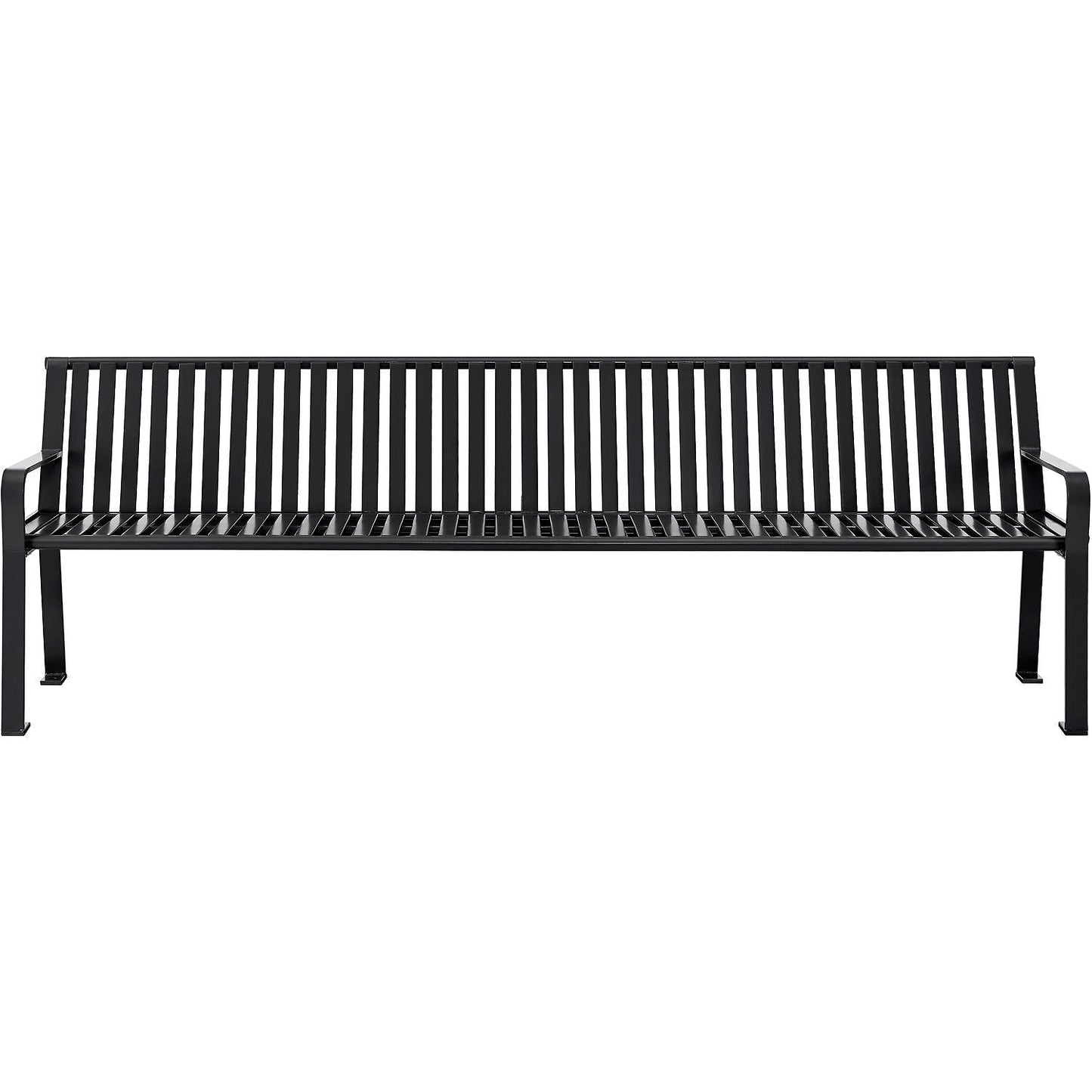 Global Industrial 8' Outdoor Bench with Back, Vertical Steel Slat (GLB - 694855) - SchoolOutlet