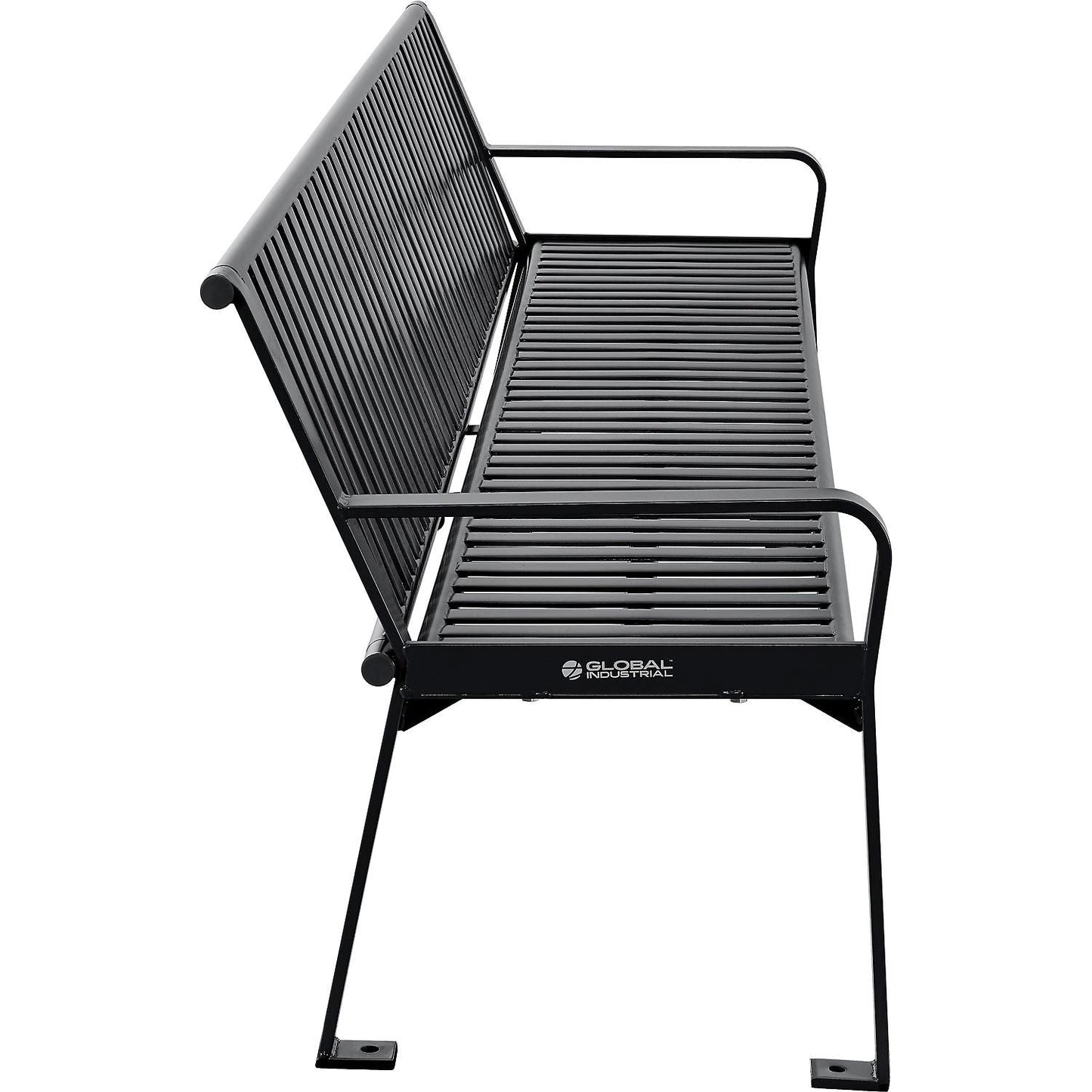 Global Industrial 8' Outdoor Bench with Back, Vertical Steel Slat (GLB - 694855) - SchoolOutlet