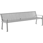 Global Industrial 8' Outdoor Bench with Back, Vertical Steel Slat (GLB - 694855) - SchoolOutlet