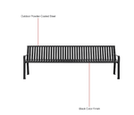 Global Industrial 8' Outdoor Bench with Back, Vertical Steel Slat (GLB - 694855) - SchoolOutlet