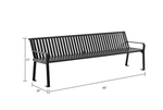 Global Industrial 8' Outdoor Bench with Back, Vertical Steel Slat (GLB - 694855) - SchoolOutlet