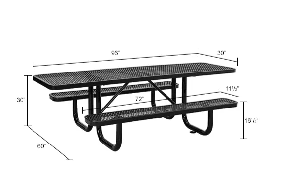 Global Industrial 8' Picnic Table, ADA Compliant, Expanded Metal (GLB - 695289) - SchoolOutlet