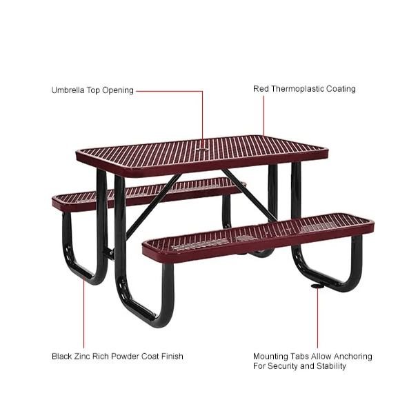 Global Industrial 4' Rectangular Picnic Table Expanded Metal (GLB - 695485) - SchoolOutlet