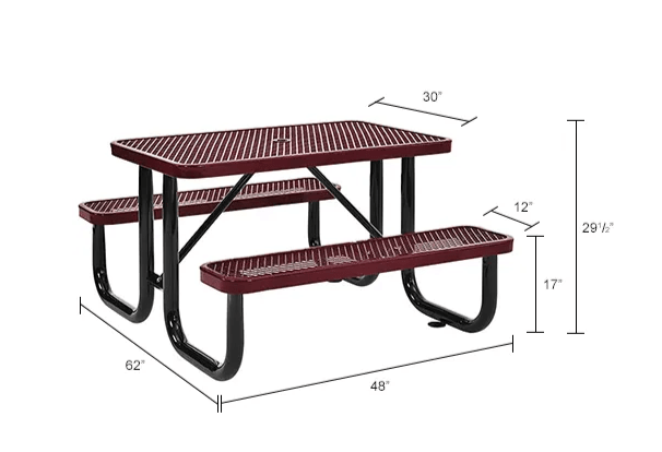 Global Industrial 4' Rectangular Picnic Table Expanded Metal (GLB - 695485) - SchoolOutlet