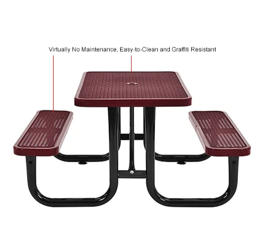Global Industrial 4' Rectangular Picnic Table Expanded Metal (GLB - 695485) - SchoolOutlet