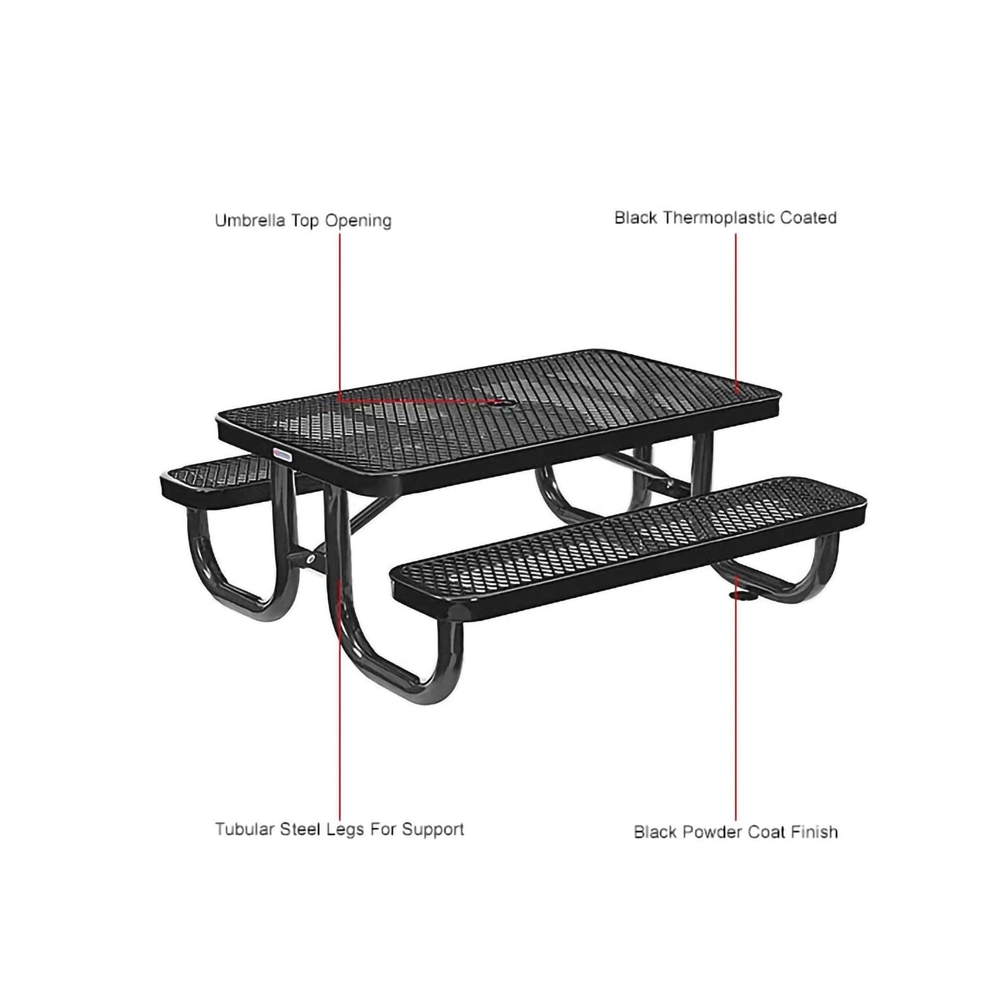 Global Industrial 4' Rectangular Kids Picnic Table, Expanded Metal (GLB - 695485K) - SchoolOutlet