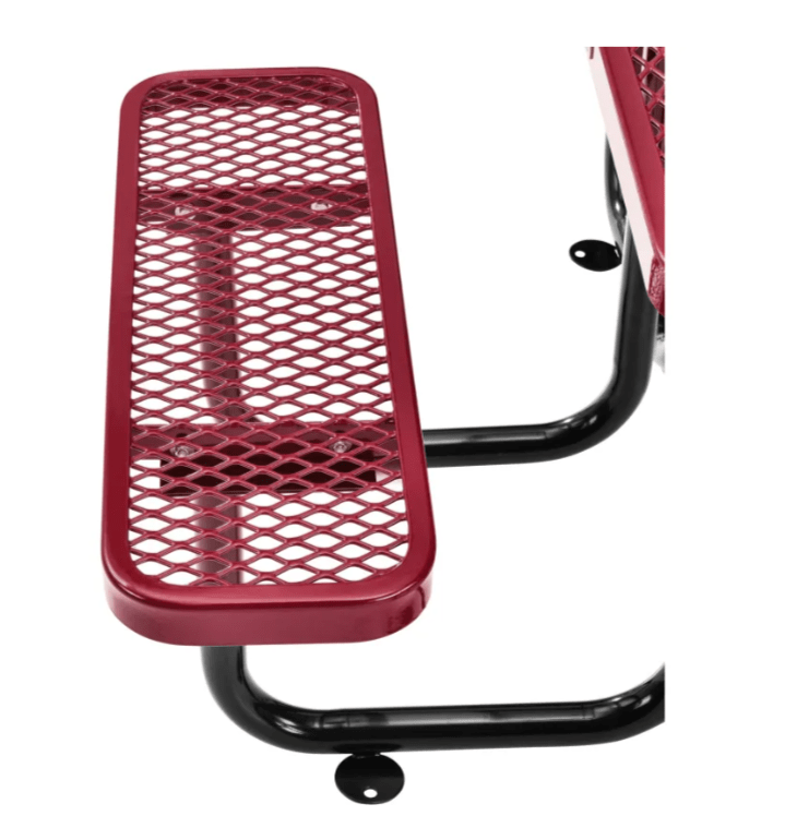 Global Industrial 36" Square Picnic Table Expanded Metal Red (GLB - 695501RD) - SchoolOutlet
