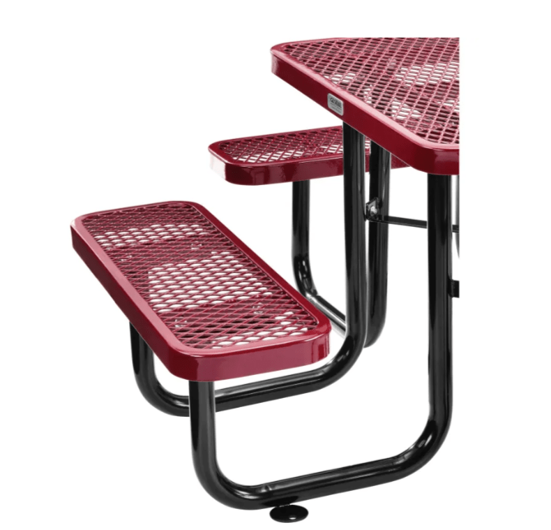 Global Industrial 36" Square Picnic Table Expanded Metal Red (GLB - 695501RD) - SchoolOutlet