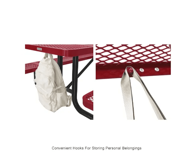Global Industrial 36" Square Picnic Table Expanded Metal Red (GLB - 695501RD) - SchoolOutlet