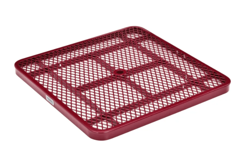 Global Industrial 36" Square Picnic Table Expanded Metal Red (GLB - 695501RD) - SchoolOutlet