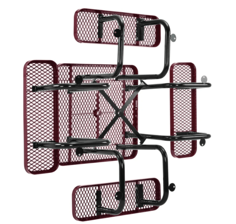 Global Industrial 36" Square Picnic Table Expanded Metal Red (GLB - 695501RD) - SchoolOutlet
