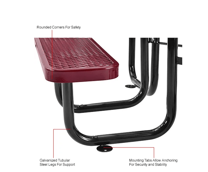 Global Industrial 36" Square Picnic Table Expanded Metal Red (GLB - 695501RD) - SchoolOutlet