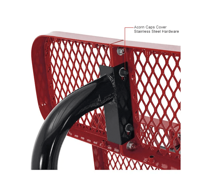 Global Industrial 36" Square Picnic Table Expanded Metal Red (GLB - 695501RD) - SchoolOutlet