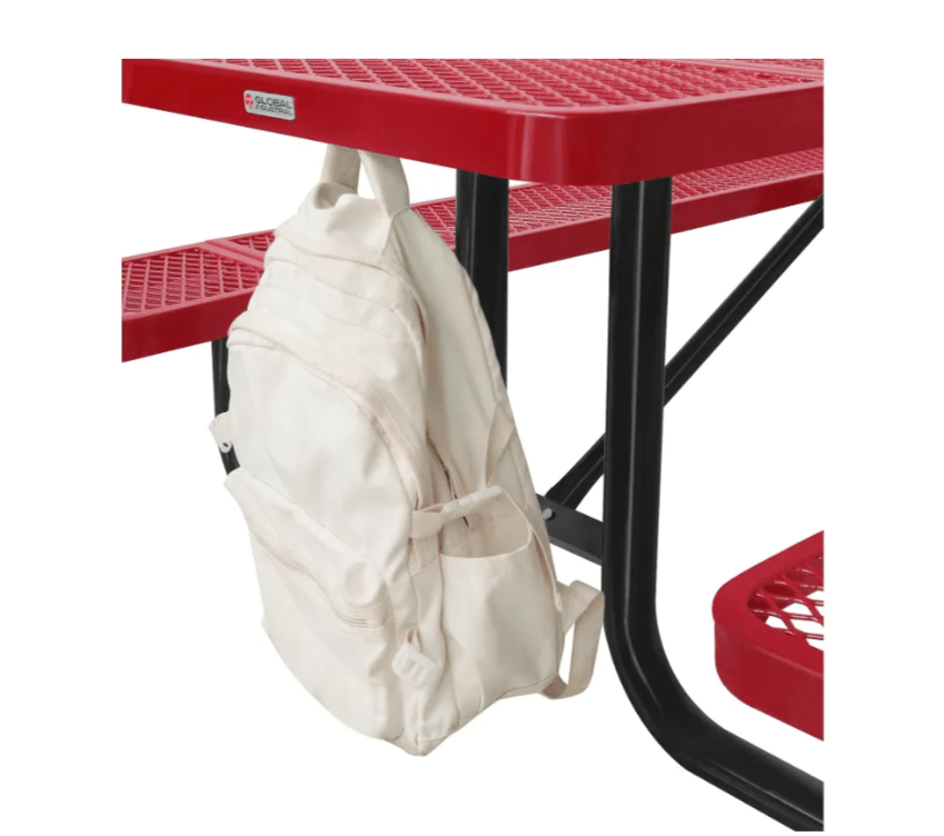 Global Industrial 36" Square Picnic Table Expanded Metal Red (GLB - 695501RD) - SchoolOutlet