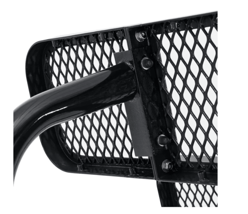 Global Industrial 4' Outdoor Steel Flat Bench Perforated Metal Black (GLB - 695742BK) - SchoolOutlet