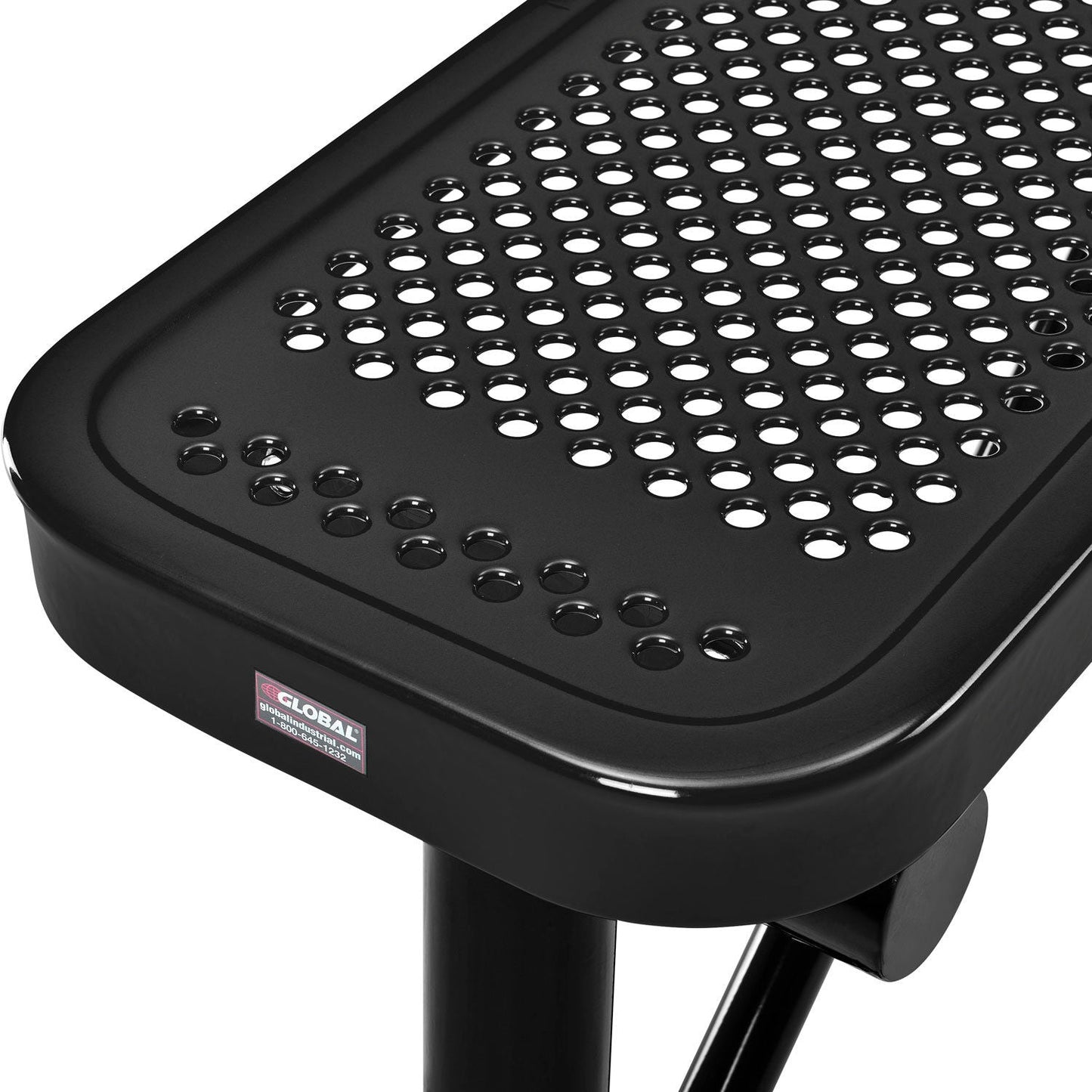 Global Industrial 4' Outdoor Steel Flat Bench Perforated Metal Black (GLB - 695742BK) - SchoolOutlet