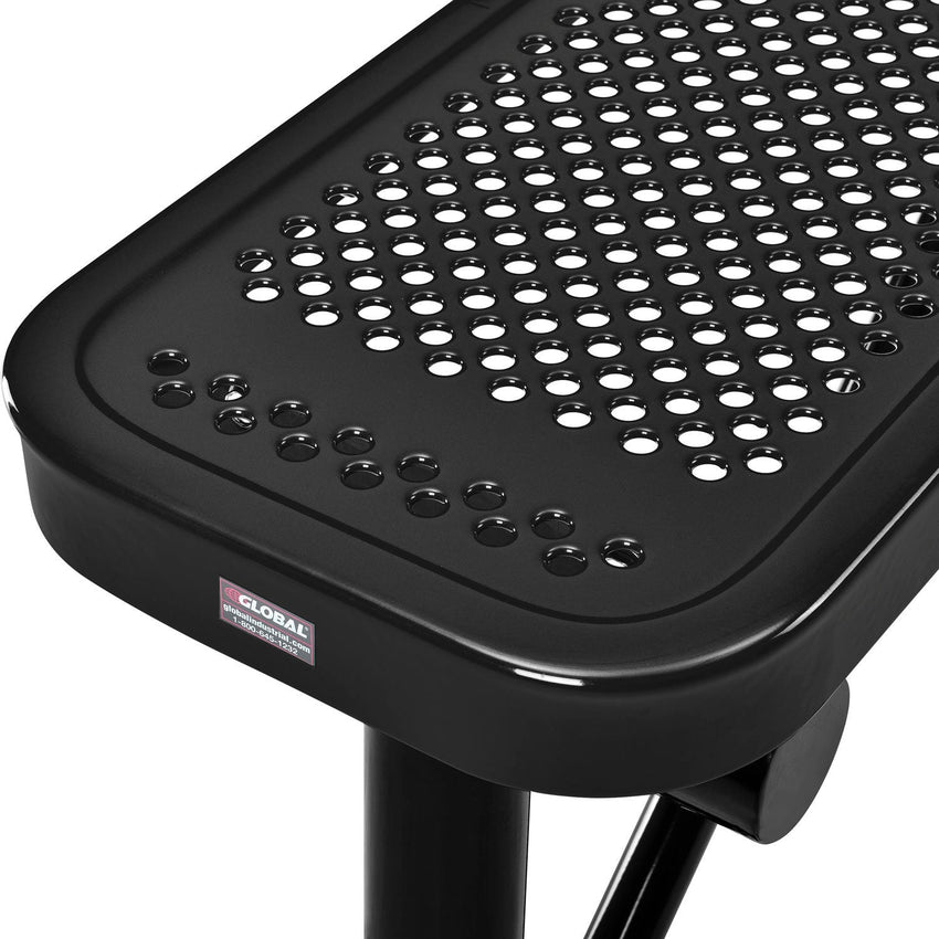 Global Industrial 4' Outdoor Steel Flat Bench Perforated Metal Black (GLB - 695742BK) - SchoolOutlet