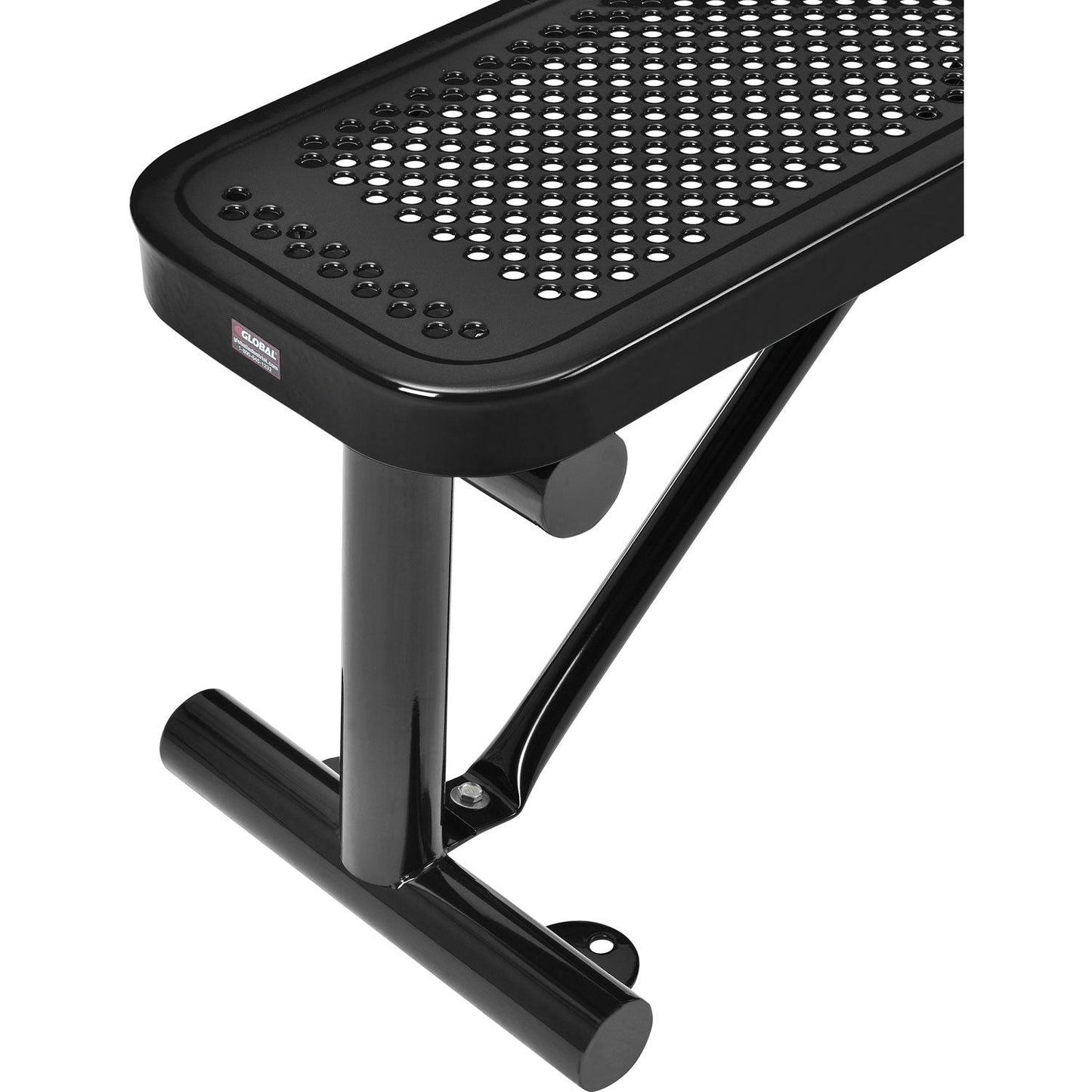 Global Industrial 4' Outdoor Steel Flat Bench Perforated Metal Black (GLB - 695742BK) - SchoolOutlet