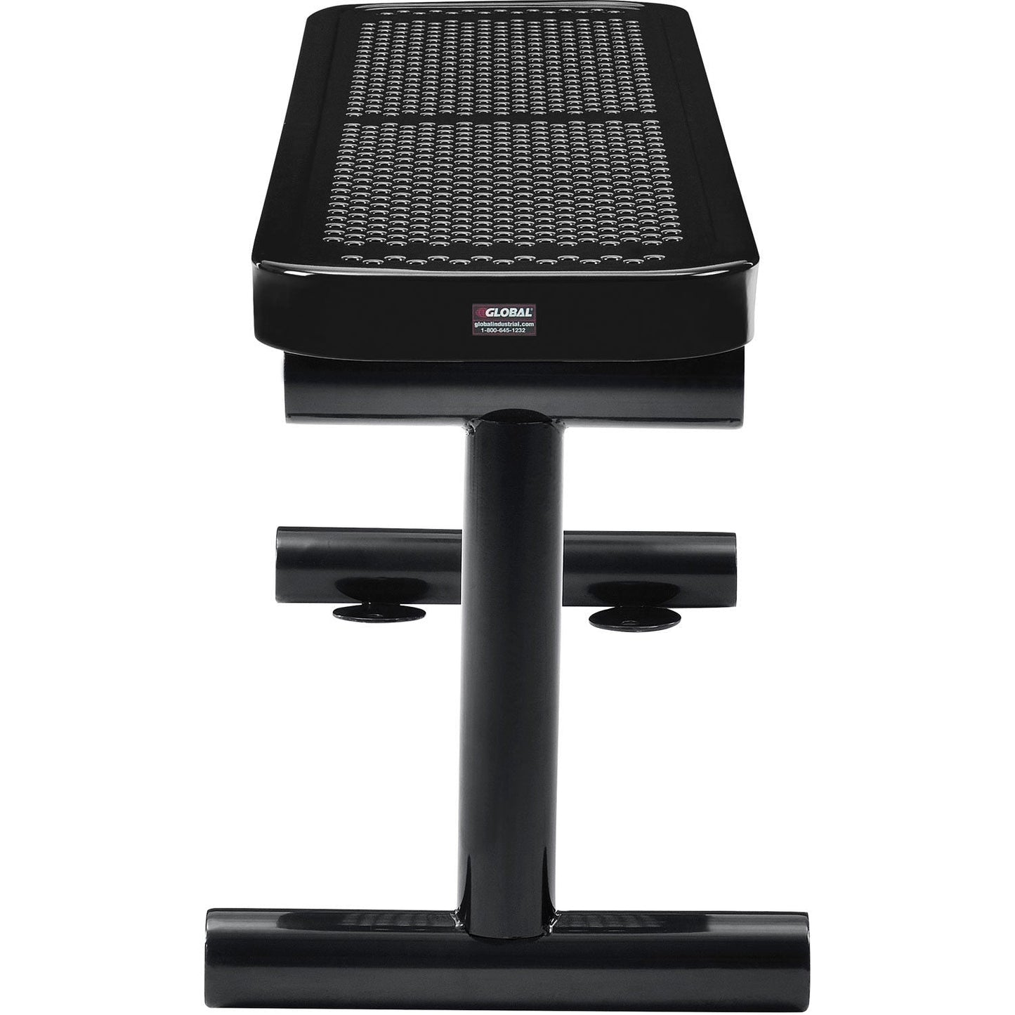 Global Industrial 4' Outdoor Steel Flat Bench Perforated Metal Black (GLB - 695742BK) - SchoolOutlet