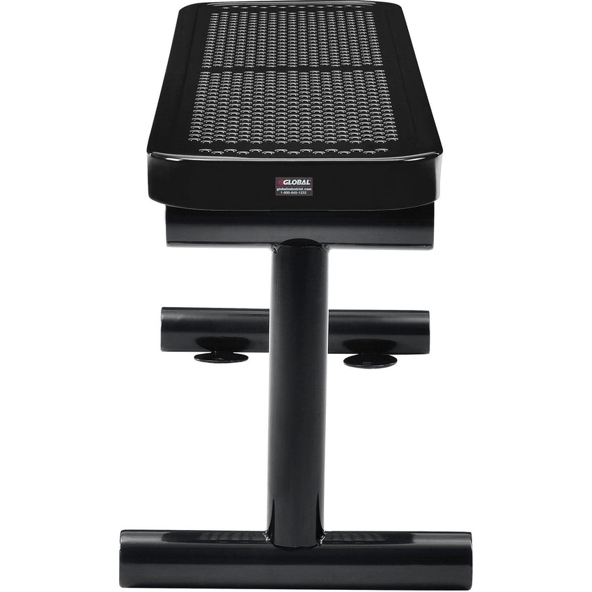 Global Industrial 4' Outdoor Steel Flat Bench Perforated Metal Black (GLB - 695742BK) - SchoolOutlet