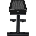 Global Industrial 4' Outdoor Steel Flat Bench Perforated Metal Black (GLB - 695742BK) - SchoolOutlet