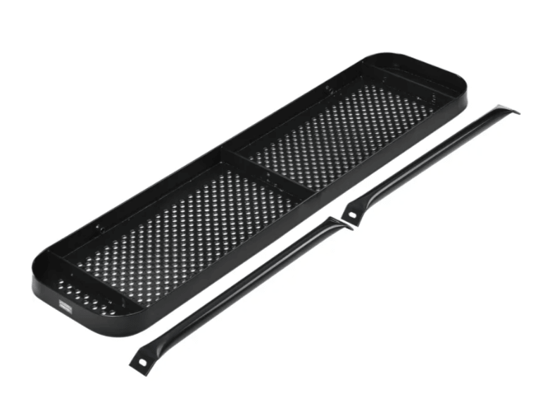 Global Industrial 4' Outdoor Steel Flat Bench Perforated Metal Black (GLB - 695742BK) - SchoolOutlet