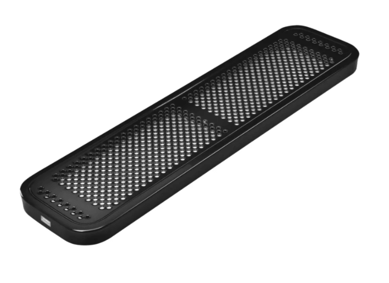 Global Industrial 4' Outdoor Steel Flat Bench Perforated Metal Black (GLB - 695742BK) - SchoolOutlet