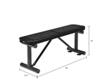 Global Industrial 4' Outdoor Steel Flat Bench Perforated Metal Black (GLB - 695742BK) - SchoolOutlet