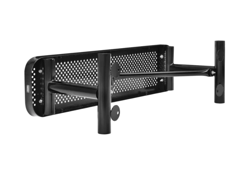 Global Industrial 4' Outdoor Steel Flat Bench Perforated Metal Black (GLB - 695742BK) - SchoolOutlet