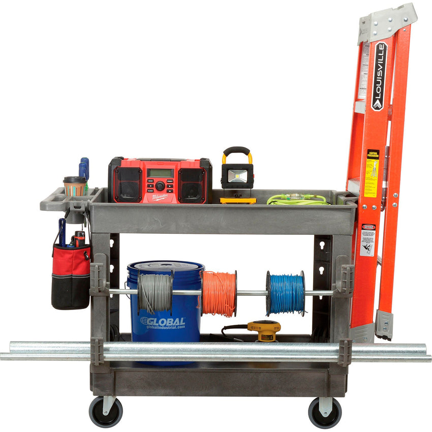 Global Industrial Tray Top Utility Cart w/2 Shelves, 44"L x 25 - 1/2"W x 32 - 1/2"H, Gray (GLB - 800297) - SchoolOutlet