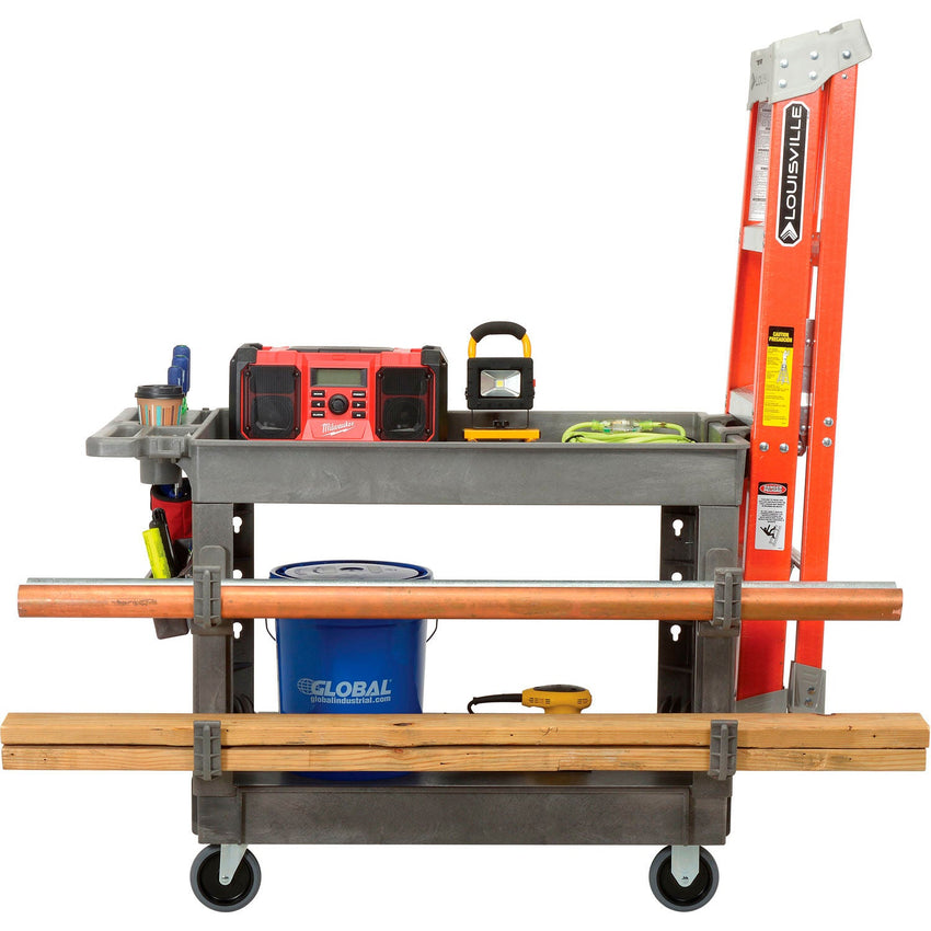 Global Industrial Tray Top Utility Cart w/2 Shelves, 44"L x 25 - 1/2"W x 32 - 1/2"H, Gray (GLB - 800297) - SchoolOutlet