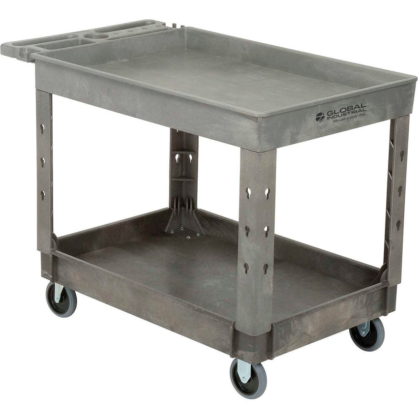 Global Industrial Tray Top Utility Cart w/2 Shelves, 44"L x 25 - 1/2"W x 32 - 1/2"H, Gray (GLB - 800297) - SchoolOutlet