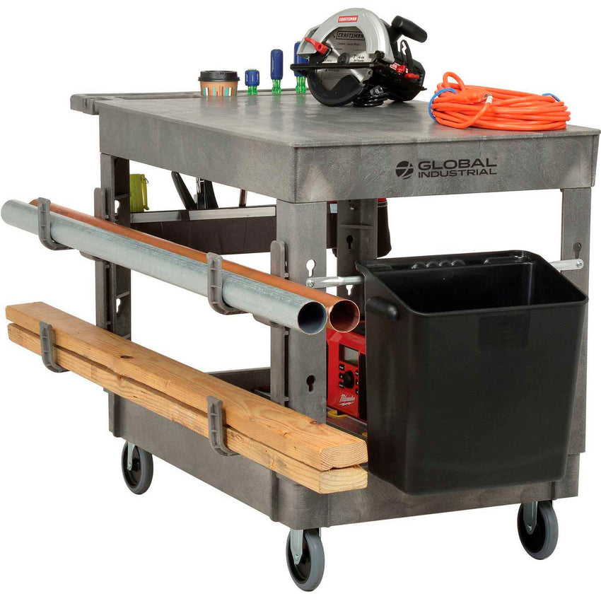 Global Industrial Flat Top Utility Cart w/2 Shelves, 44"L x 25 - 1/2"W x 32 - 1/2"H, Gray (GLB - 800298) - SchoolOutlet