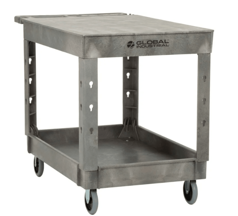 Global Industrial Flat Top Utility Cart w/2 Shelves, 44"L x 25 - 1/2"W x 32 - 1/2"H, Gray (GLB - 800298) - SchoolOutlet